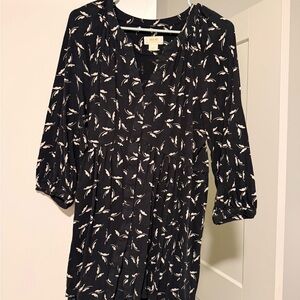 Stylish Black and White Leaf Print Blouse